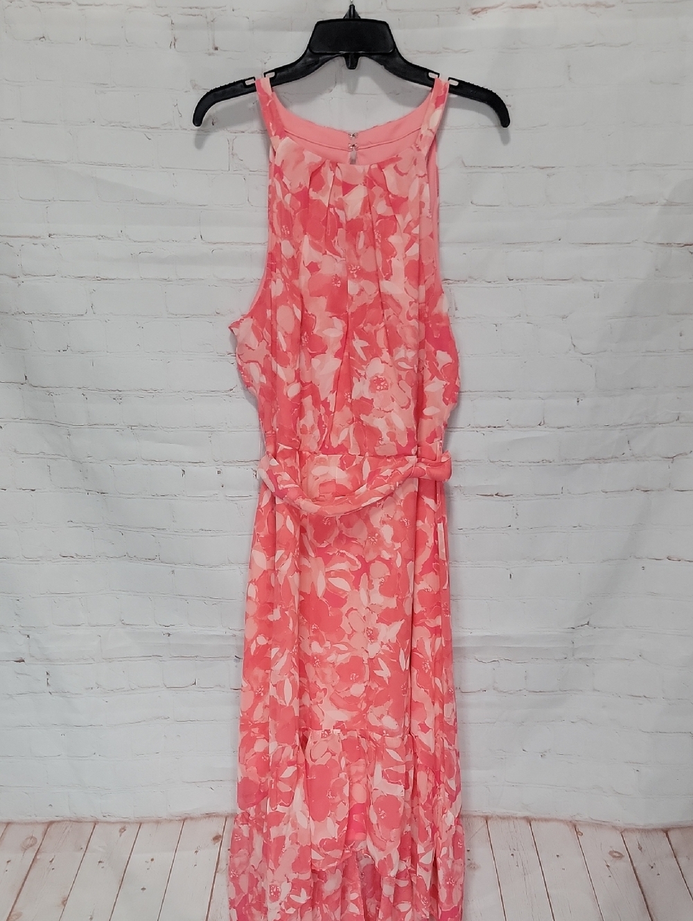 Chetta B Coral & Cream Floral Maxi Dress